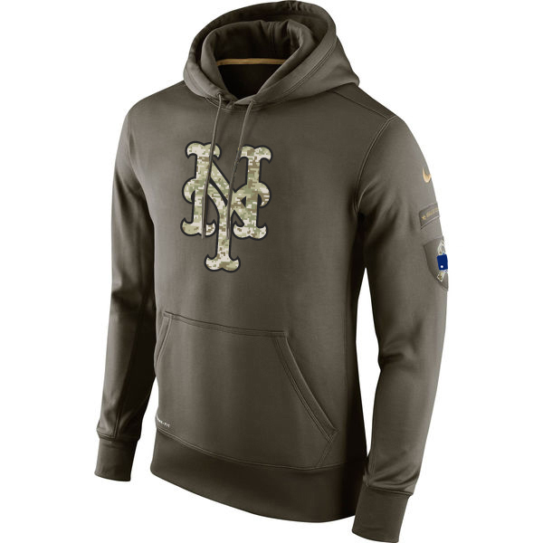 MLB Men New York Mets Nike Olive Salute To Service KO Performance Hoodie Green